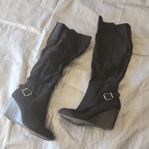 Seychelles Charcoal Over the Knee Boots with Buckle